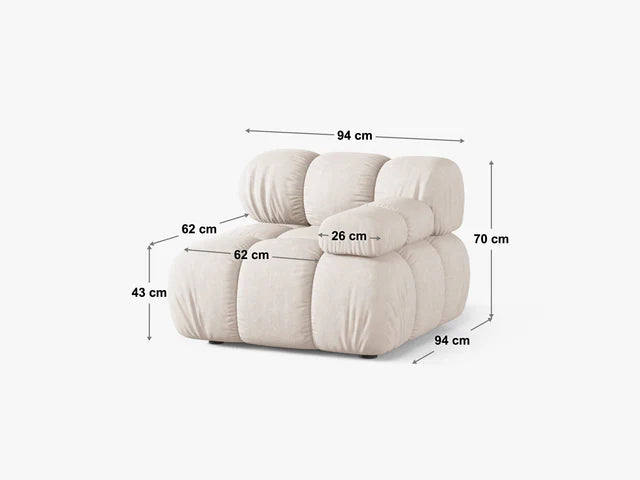 Bellis Modul S Rukonaslonom 94x94cm, Materijal: Baršun
