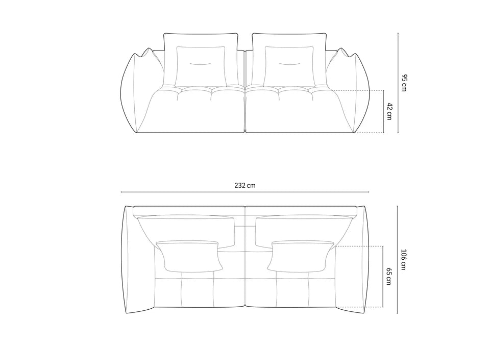 Bloom sofa, 3 sjedala, 232x106 cm, Materijal: Baršun