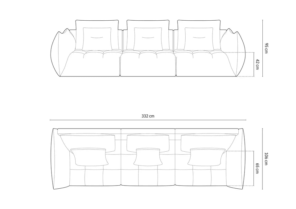 Bloom sofa, 4 sjedala, 332x106 cm, Materijal: Baršun