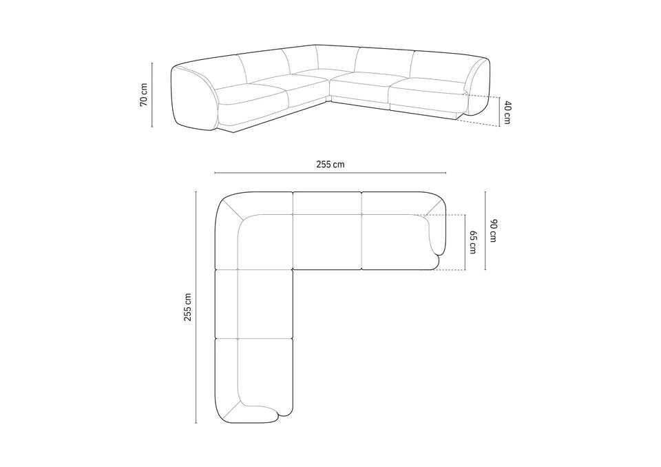 Kutna garnitura Miley Symmetrical, 255x255cm, Materijal: Baršun