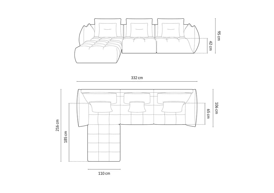 Bloom kutna garnitura, 332x216 cm, Materijal: Baršun