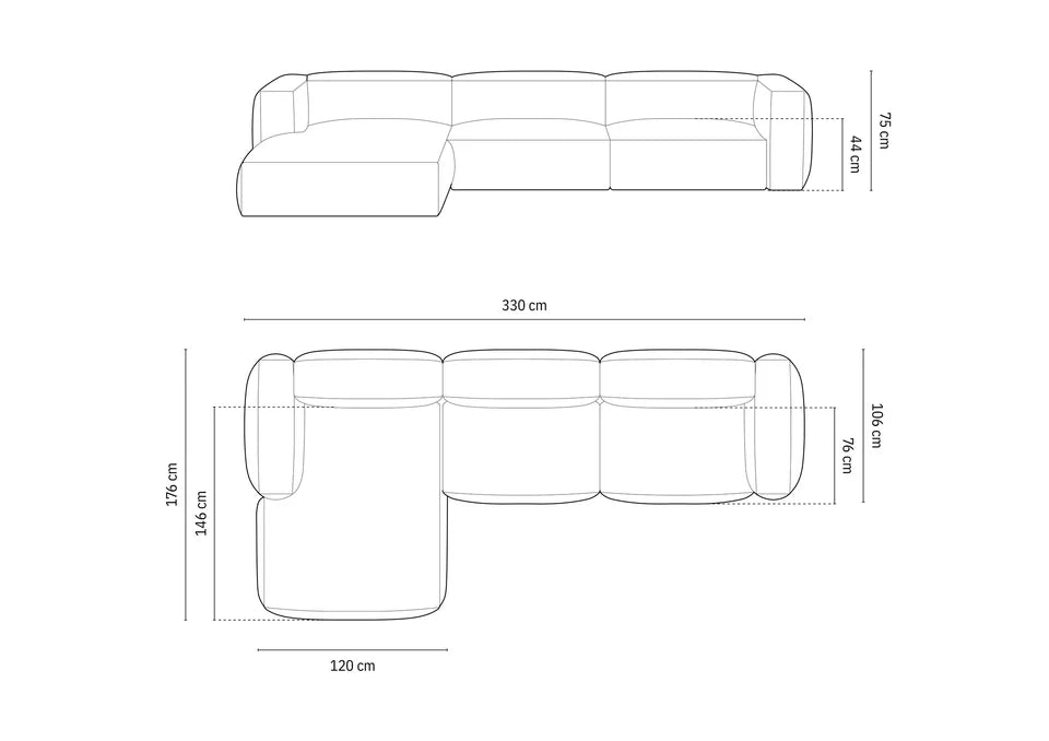 Kutna garnitura Martina, 330x176cm, Materijal: Baršun