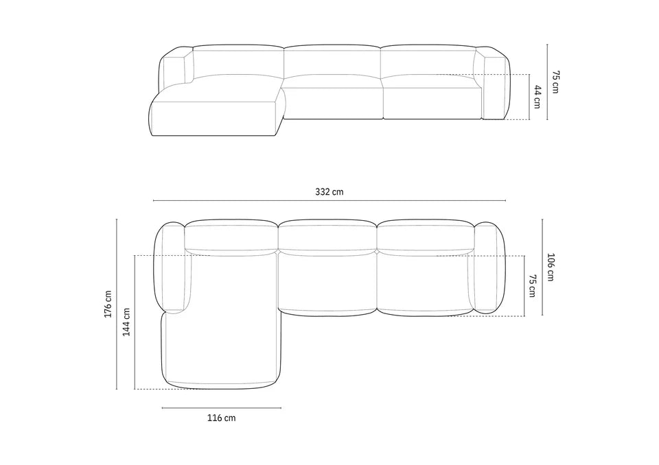 Kutna garnitura Martina, 330x176cm, Materijal: Strukturirana tkanina