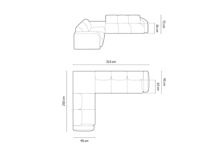 Molino Kutna Garnitura 315x250cm, 6 sjedala, Materijal: Chenille (Rebel)