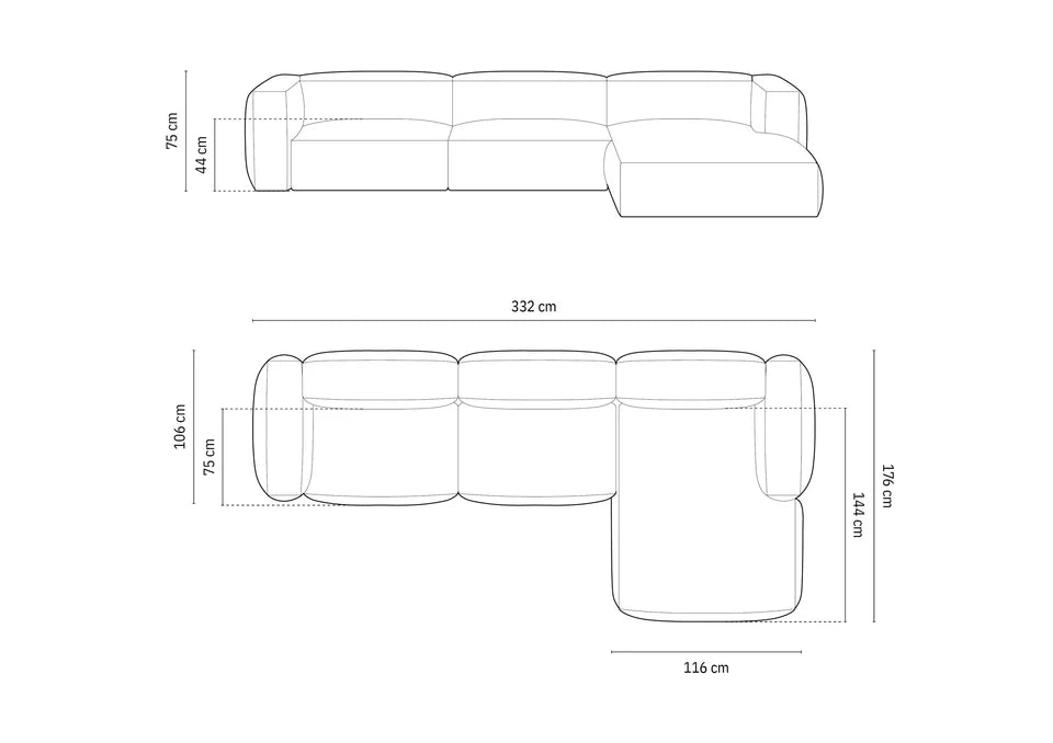 Kutna garnitura Martina, 330x176cm, Materijal: Strukturirana tkanina