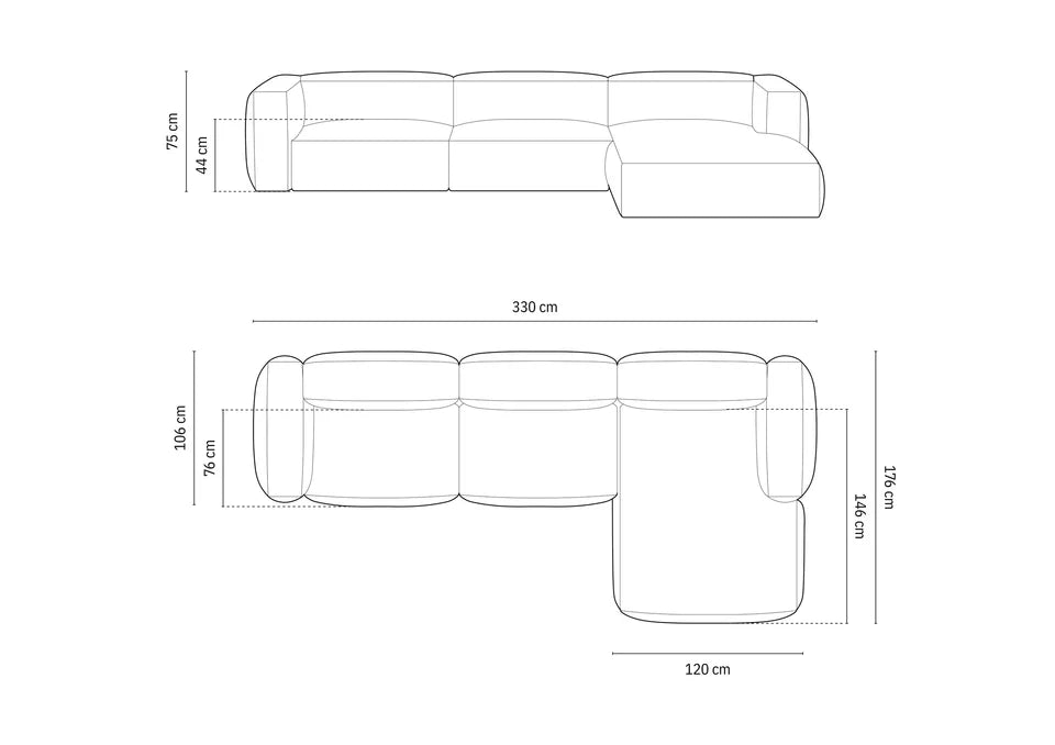 Kutna garnitura Martina, 330x176cm, Materijal: Baršun