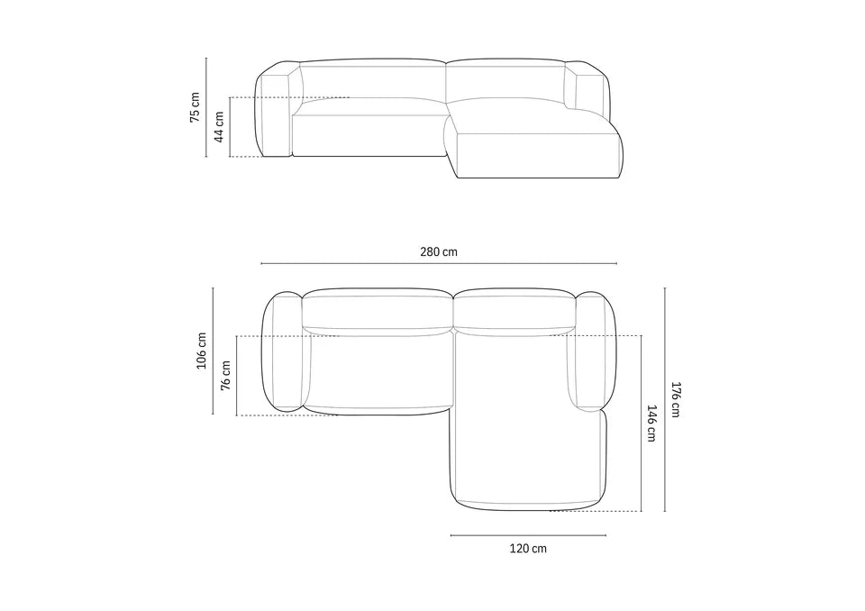 Kutna garnitura Martina, 280x176cm, Materijal: Baršun