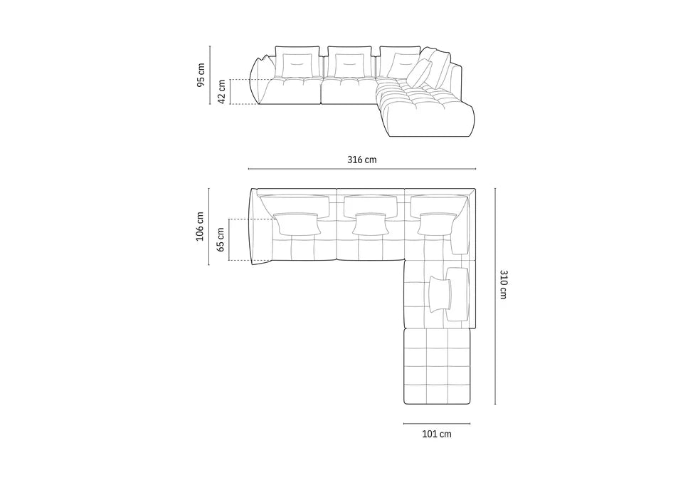 Bloom kutna garnitura, 316x310 cm, Materijal: Strukturirana tkanina