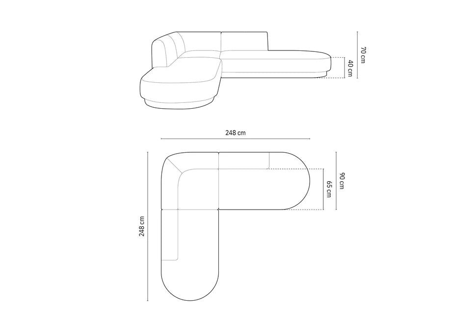 Kutna garnitura Miley zaobljena, 248x248cm, Materijal: Baršun