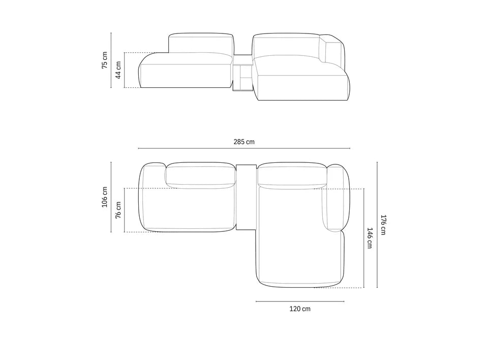 Kutna garnitura Martina, 285x176cm, Materijal: Strukturirana tkanina