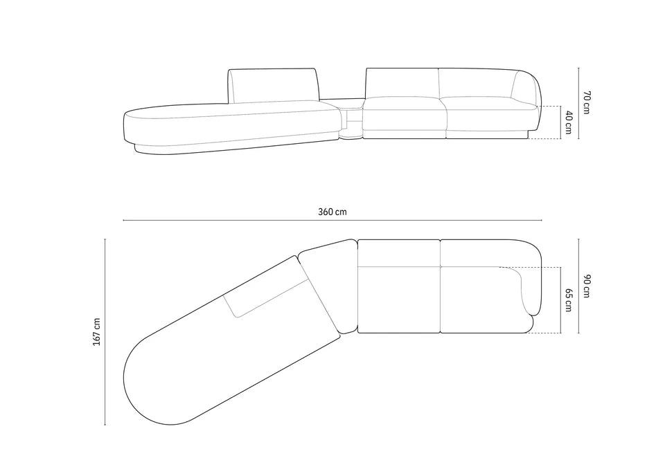 Sofa Miley 358x153cm, Materijal: Baršun