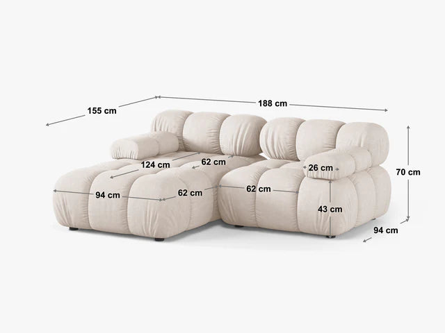 Modularna sofa Bellis 188x155cm, Materijal: Baršun