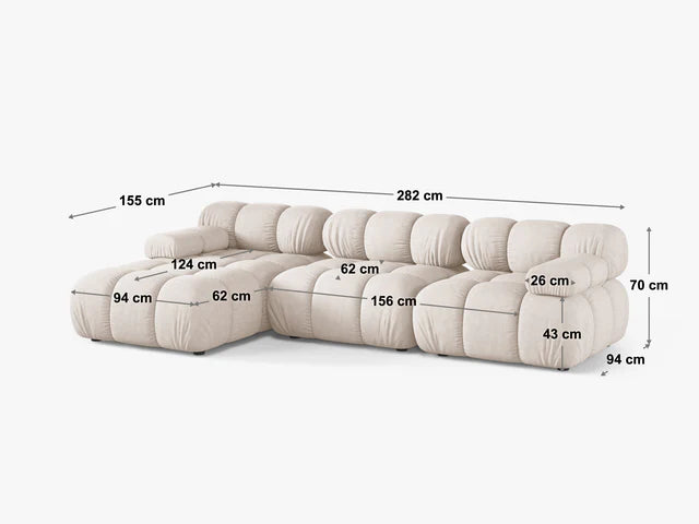 Modularna sofa Bellis 282x155cm, Materijal: Baršun