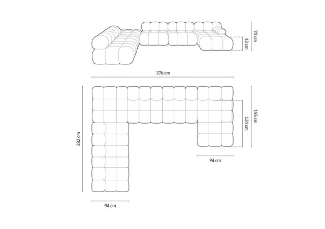 Modularna sofa Bellis 376x282cm, Materijal: Baršun