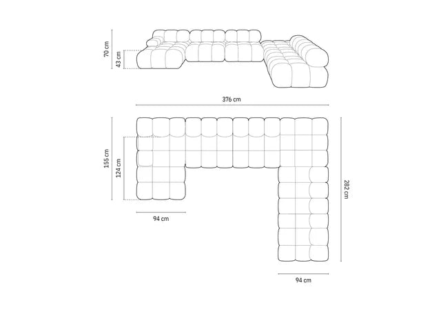 Modularna sofa Bellis 376x282cm, Materijal: Baršun