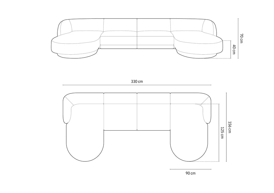 Sofa Miley Panoramic, 330x156cm, Materijal: Baršun