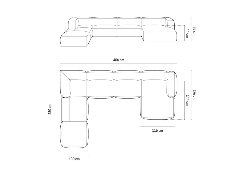 Kutna garnitura Martina, 406x280cm, Materijal: Strukturirana tkanina