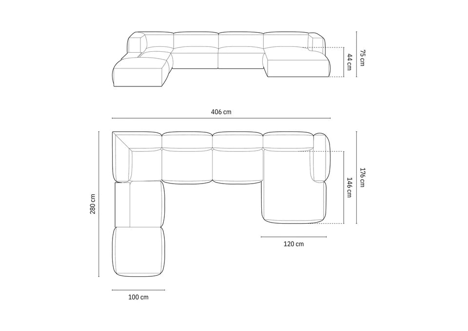 Kutna garnitura Martina, 406x280cm, Materijal: Strukturirana tkanina