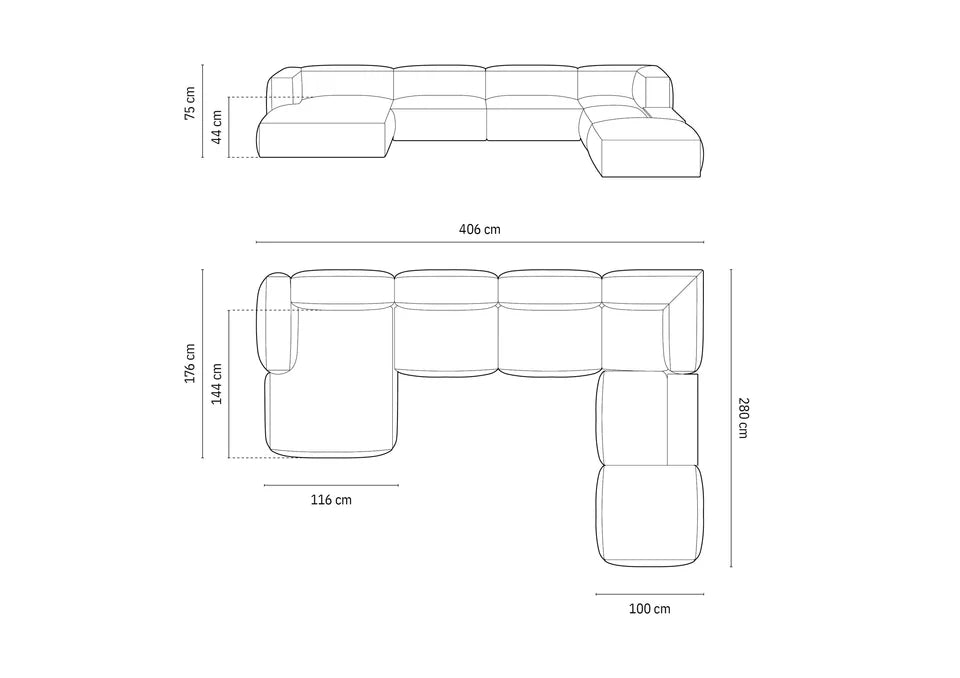 Kutna garnitura Martina, 406x280cm, Materijal: Baršun