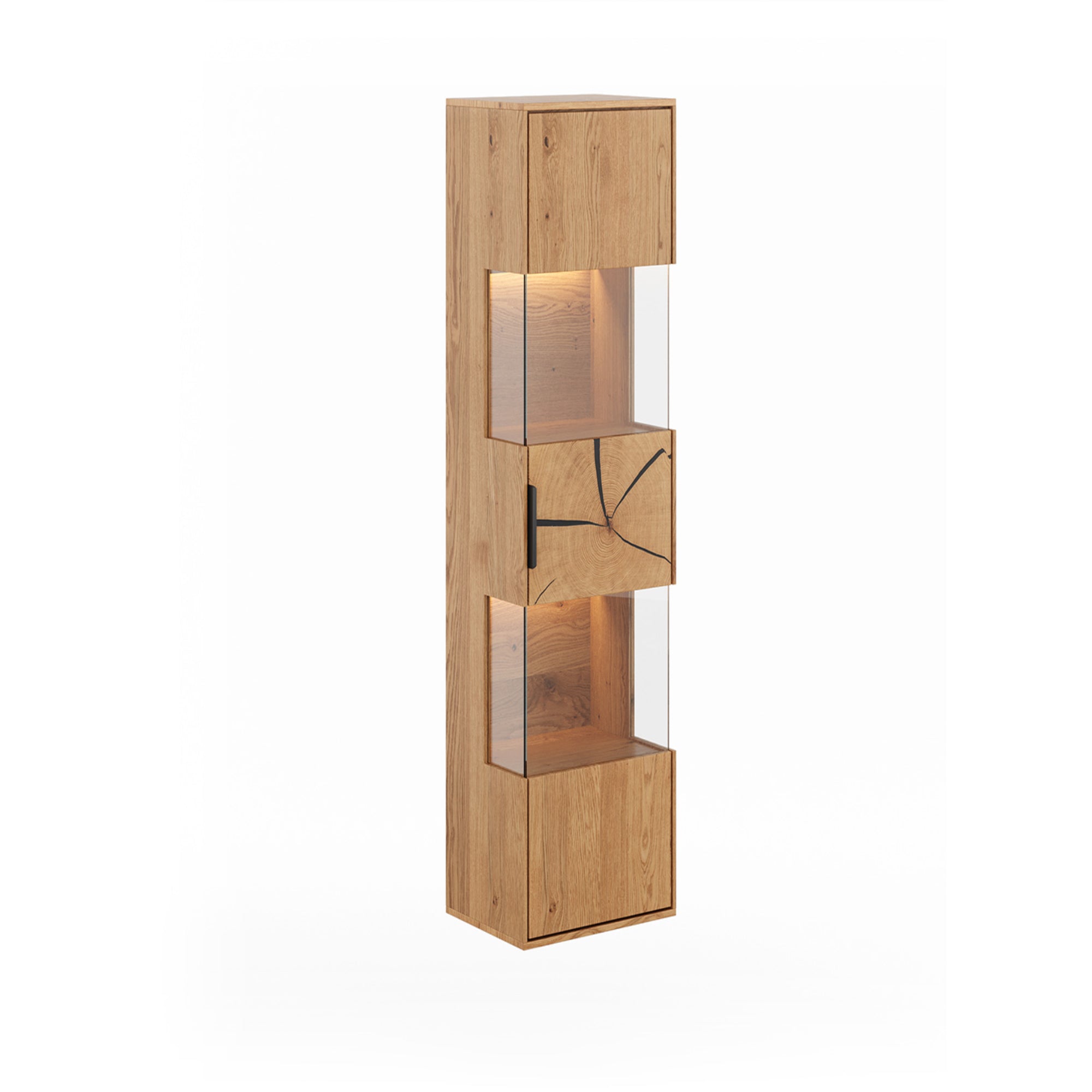 Viseća Vitrina Tirano 33x142 cm, Materijal: Masivno Drvo Hrast