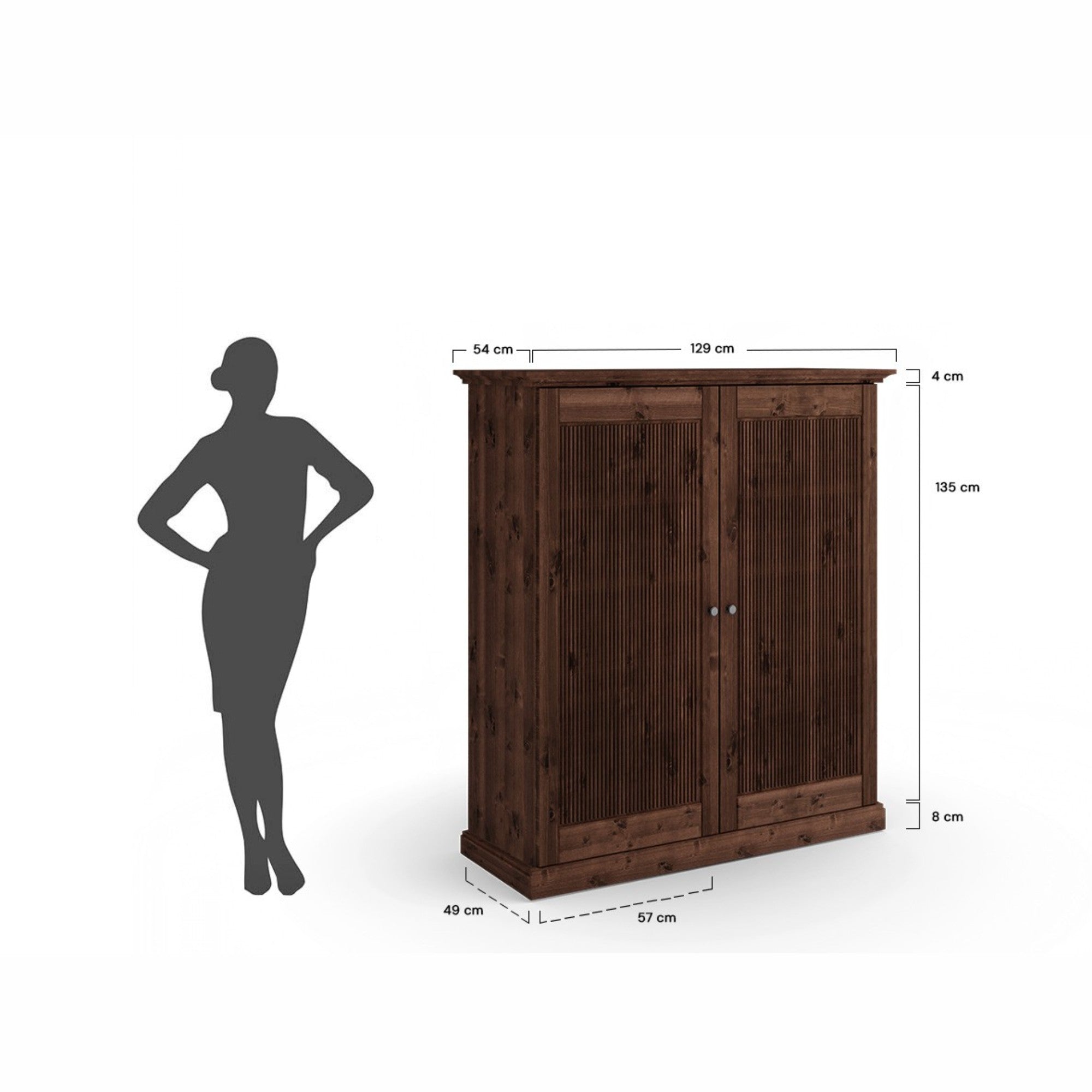 Komoda Rosella 129x54 cm, Materijal: Masivna Borovina