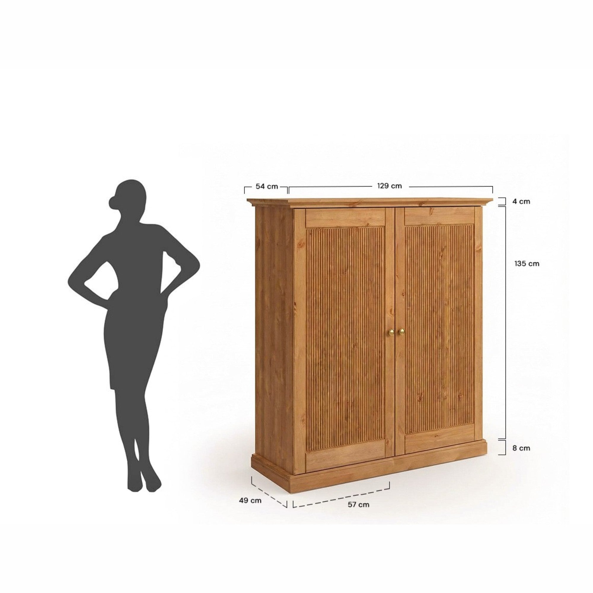 Komoda Rosella 129x54 cm, Materijal: Masivna Borovina