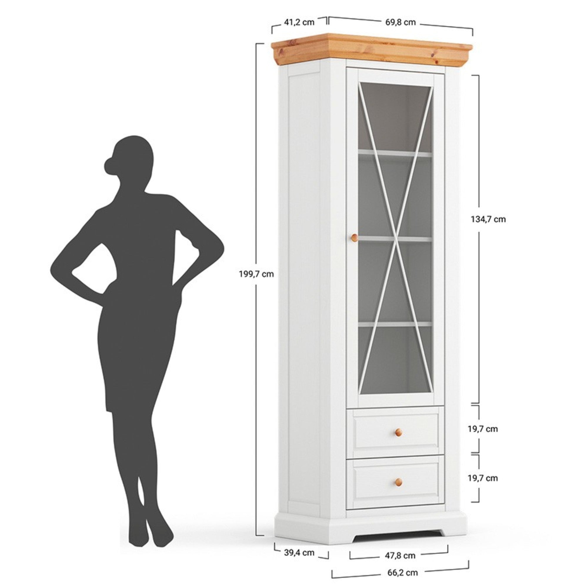 Vitrina Marone 41x199 cm, Materijal: Masivna Borovina