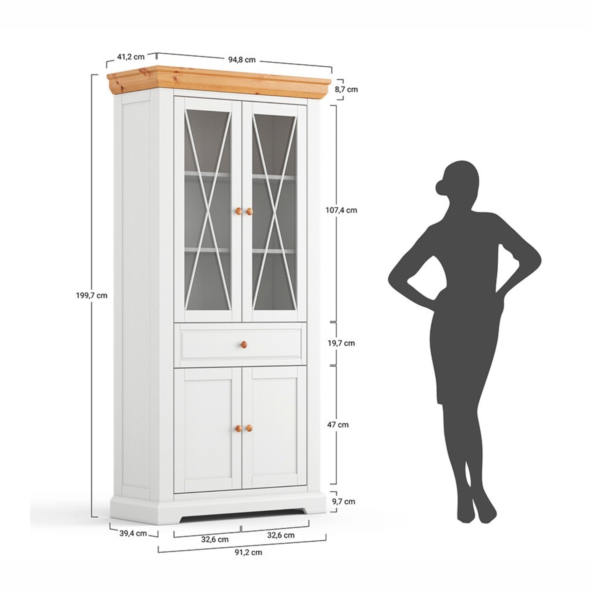 Vitrina Marone 41x199 cm, Materijal: Masivna Borovina