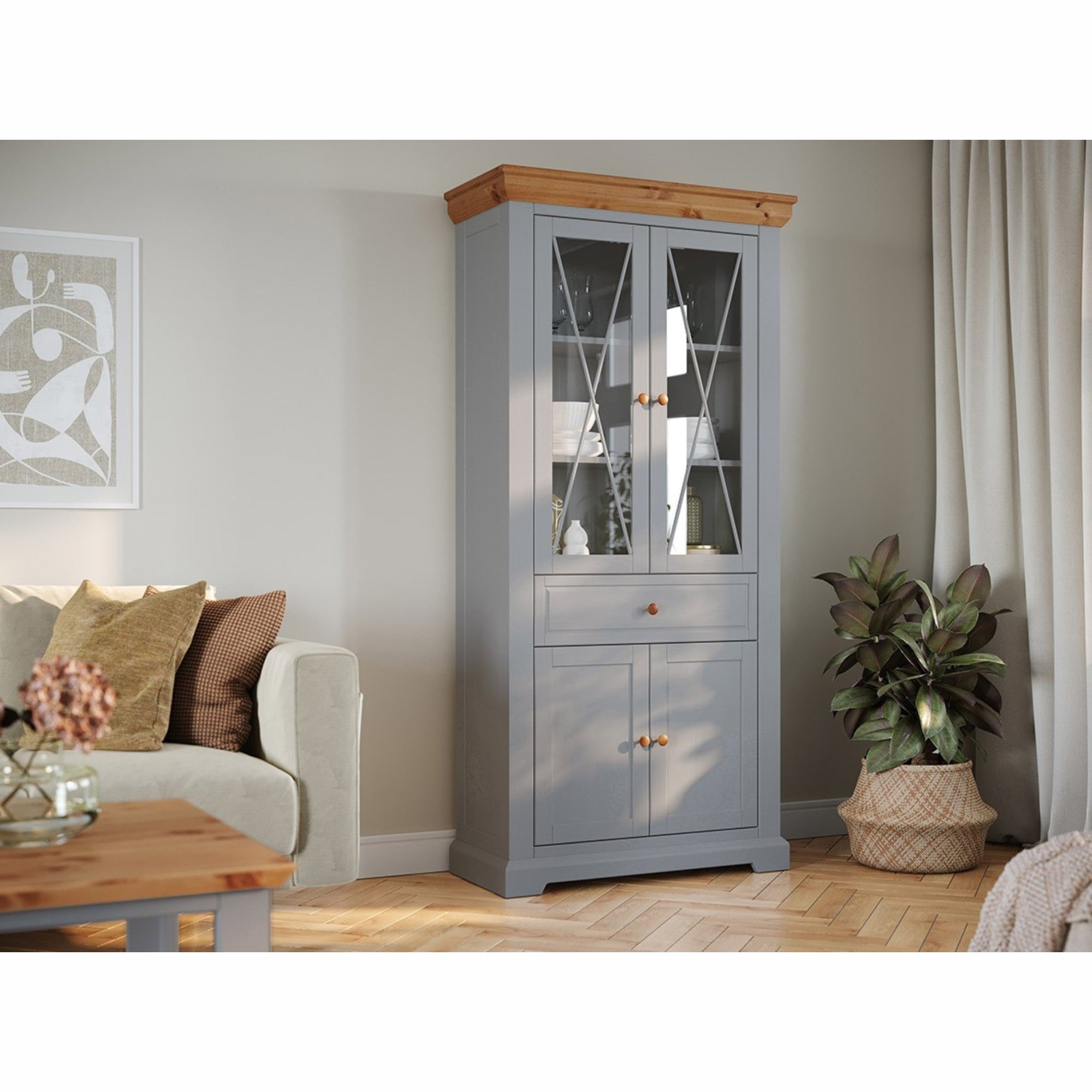 Vitrina Marone 41x199 cm, Materijal: Masivna Borovina