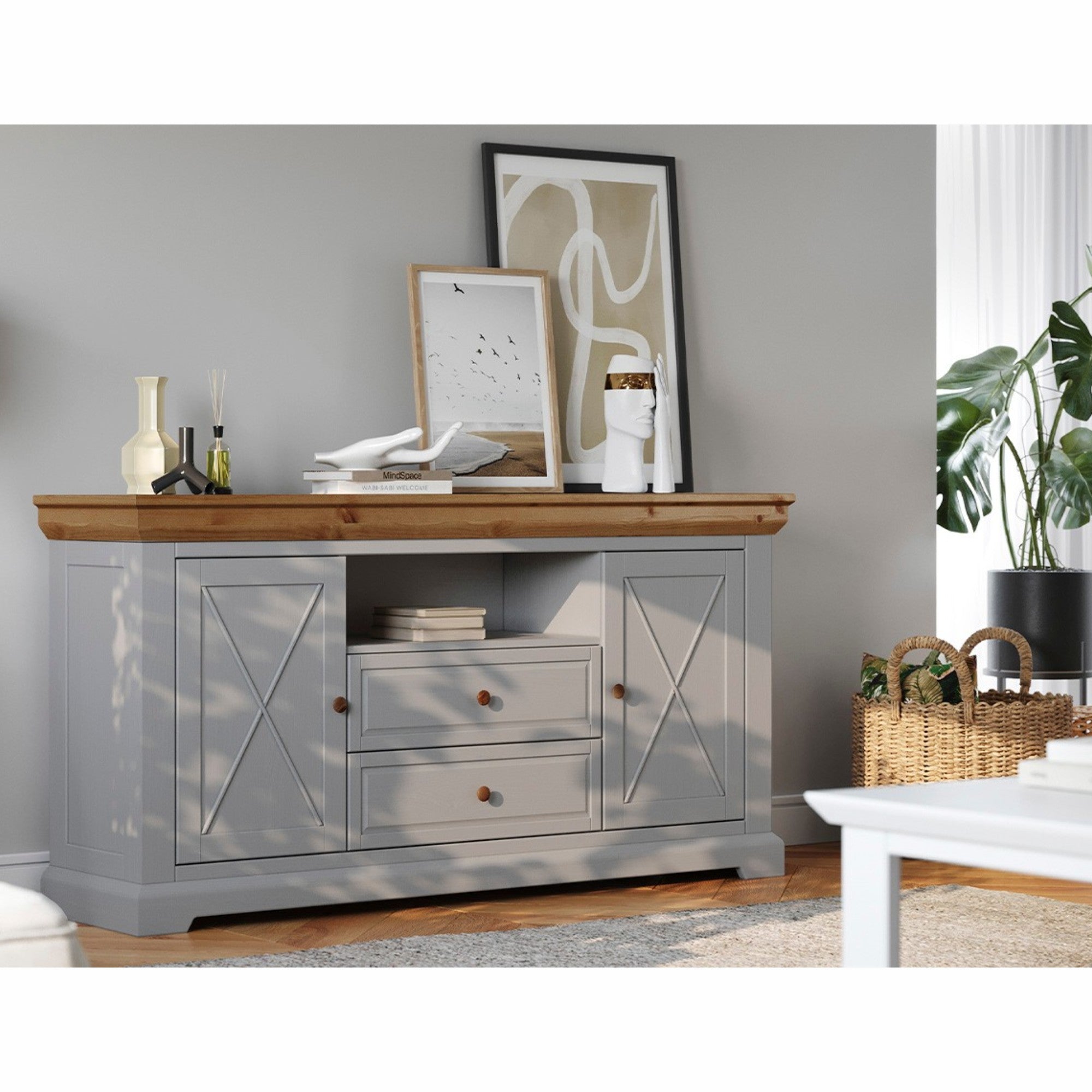Komoda Marone 166x41 cm, Materijal: Masivna Borovina