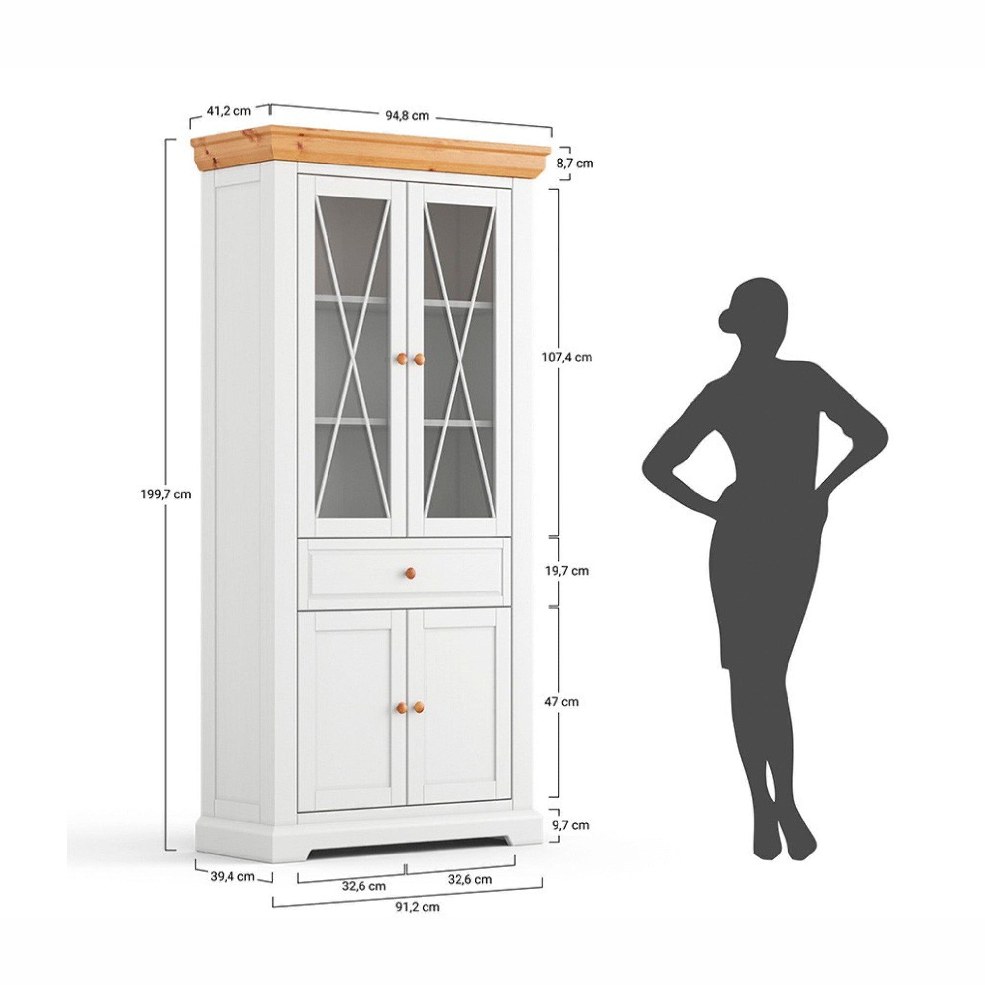 Vitrina Marone 41x199 cm, Materijal: Masivna Borovina