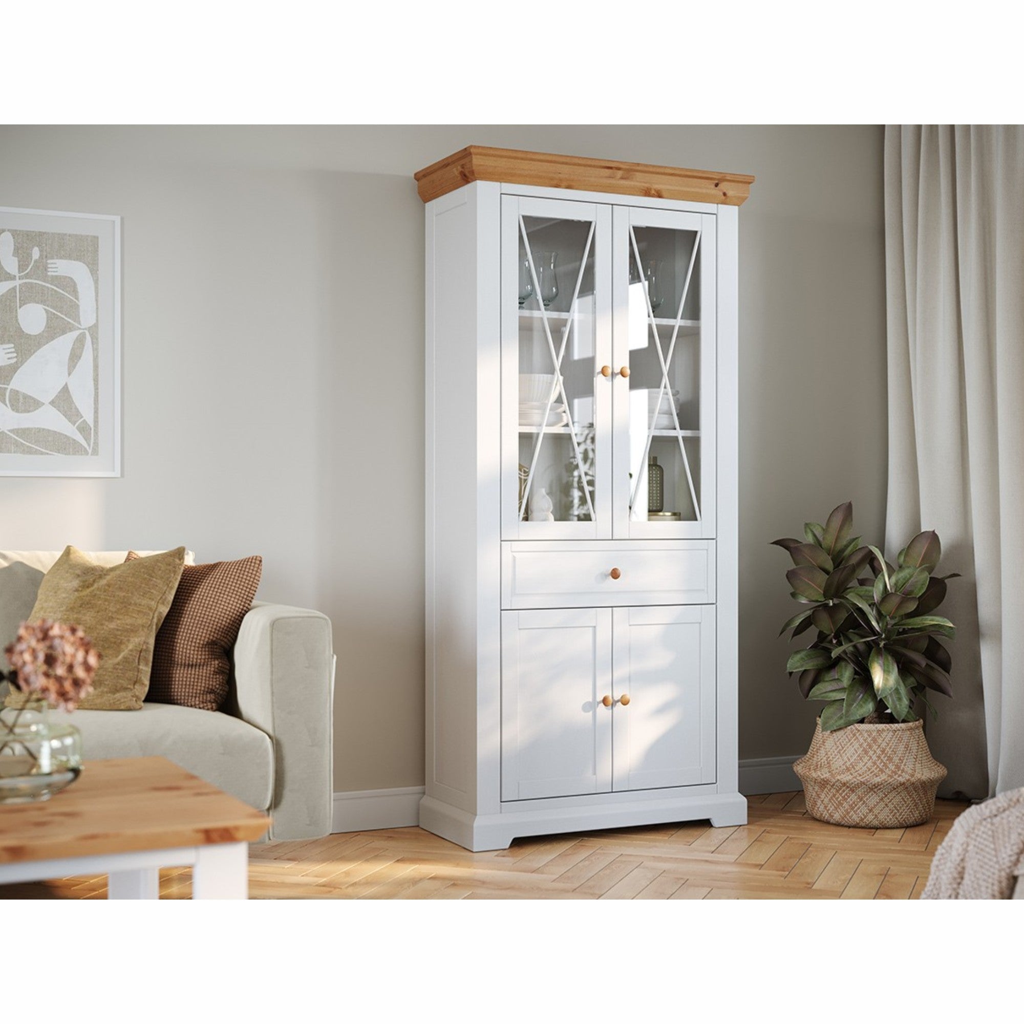 Vitrina Marone 41x199 cm, Materijal: Masivna Borovina