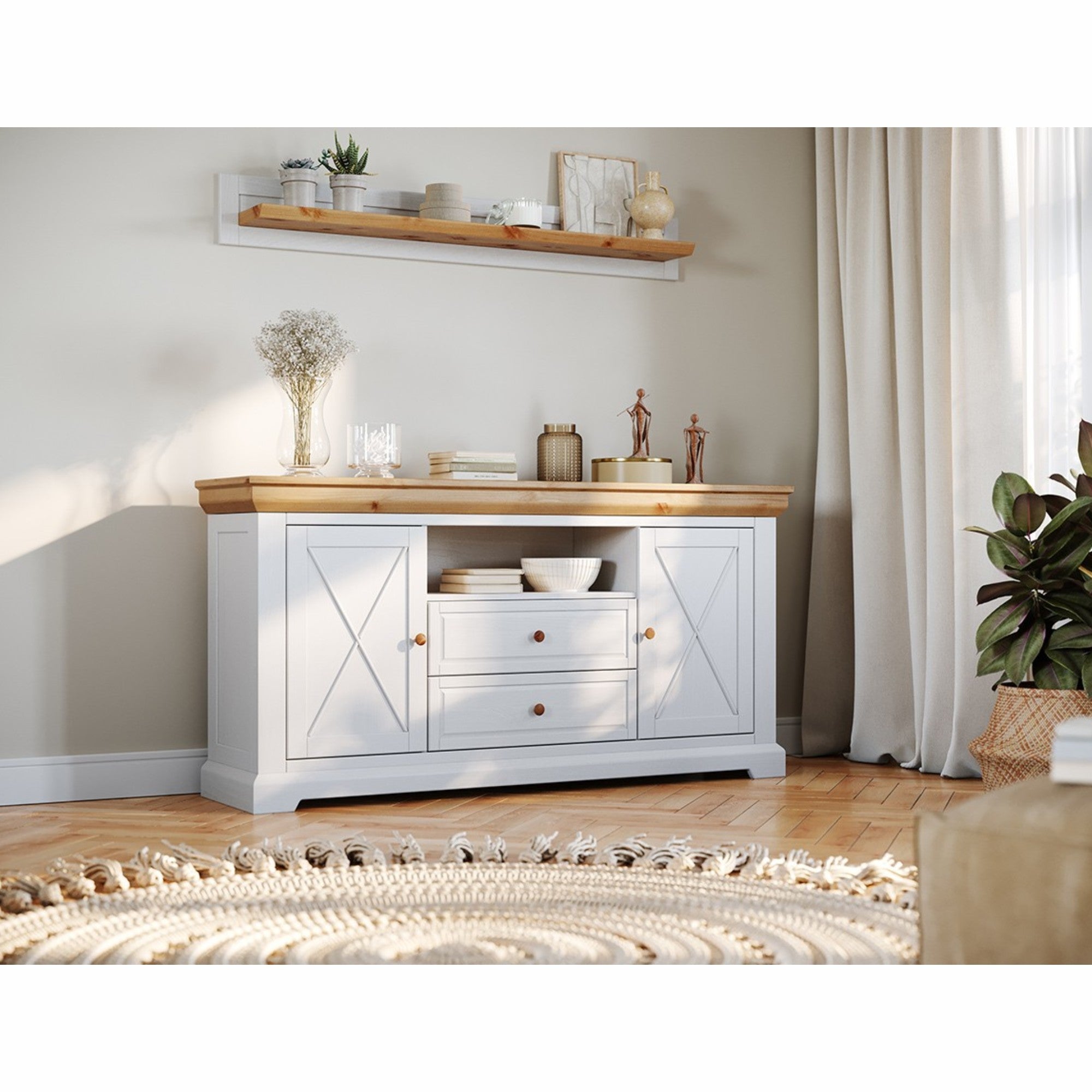 Komoda Marone 166x41 cm, Materijal: Masivna Borovina