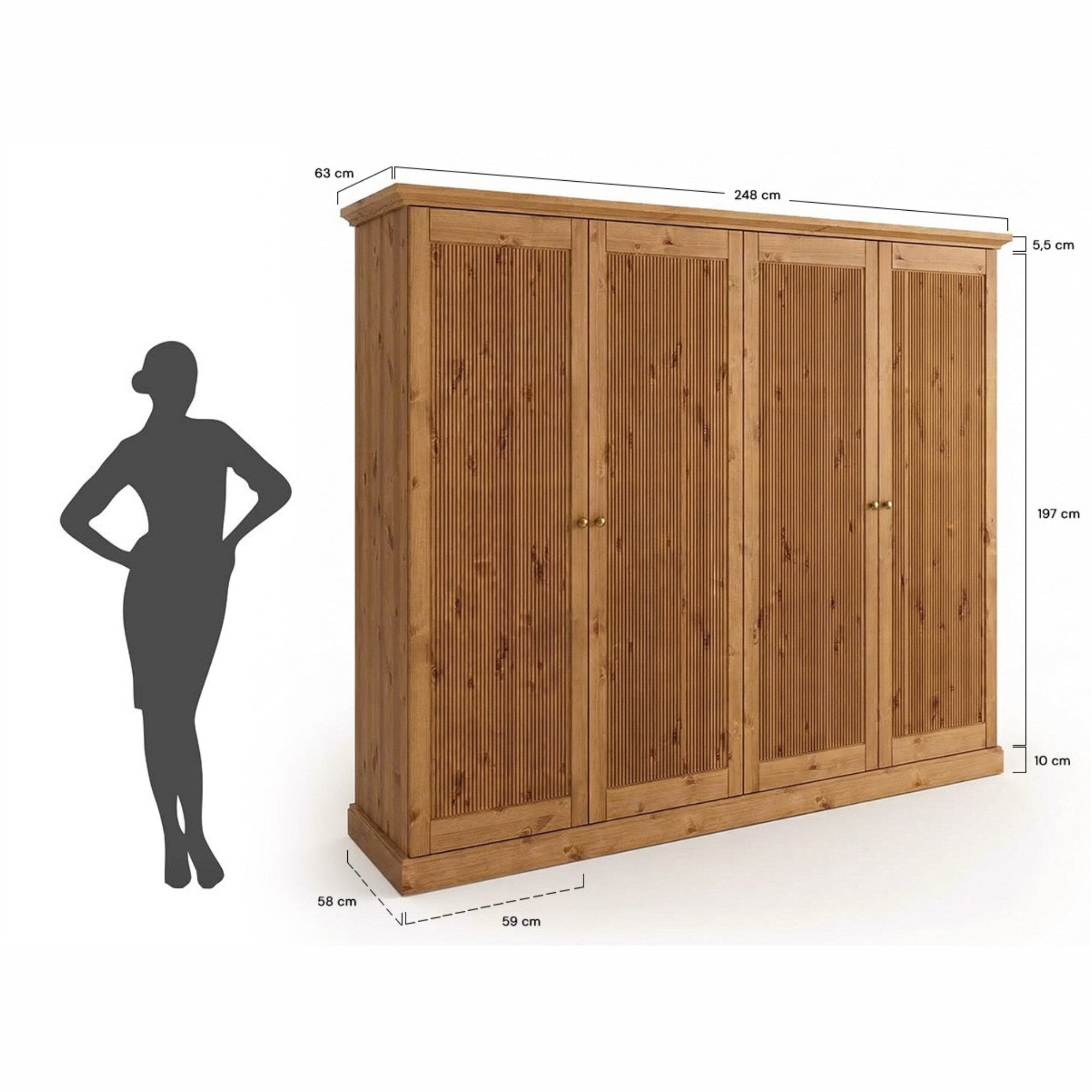 Ormar Rosella 248x212 cm, Materijal: Masivna Borovina