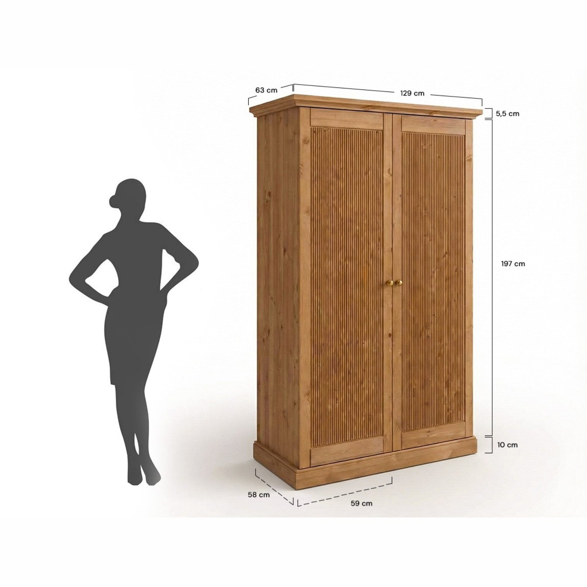 Ormar Rosella 129x212 cm, Materijal: Masivna Borovina