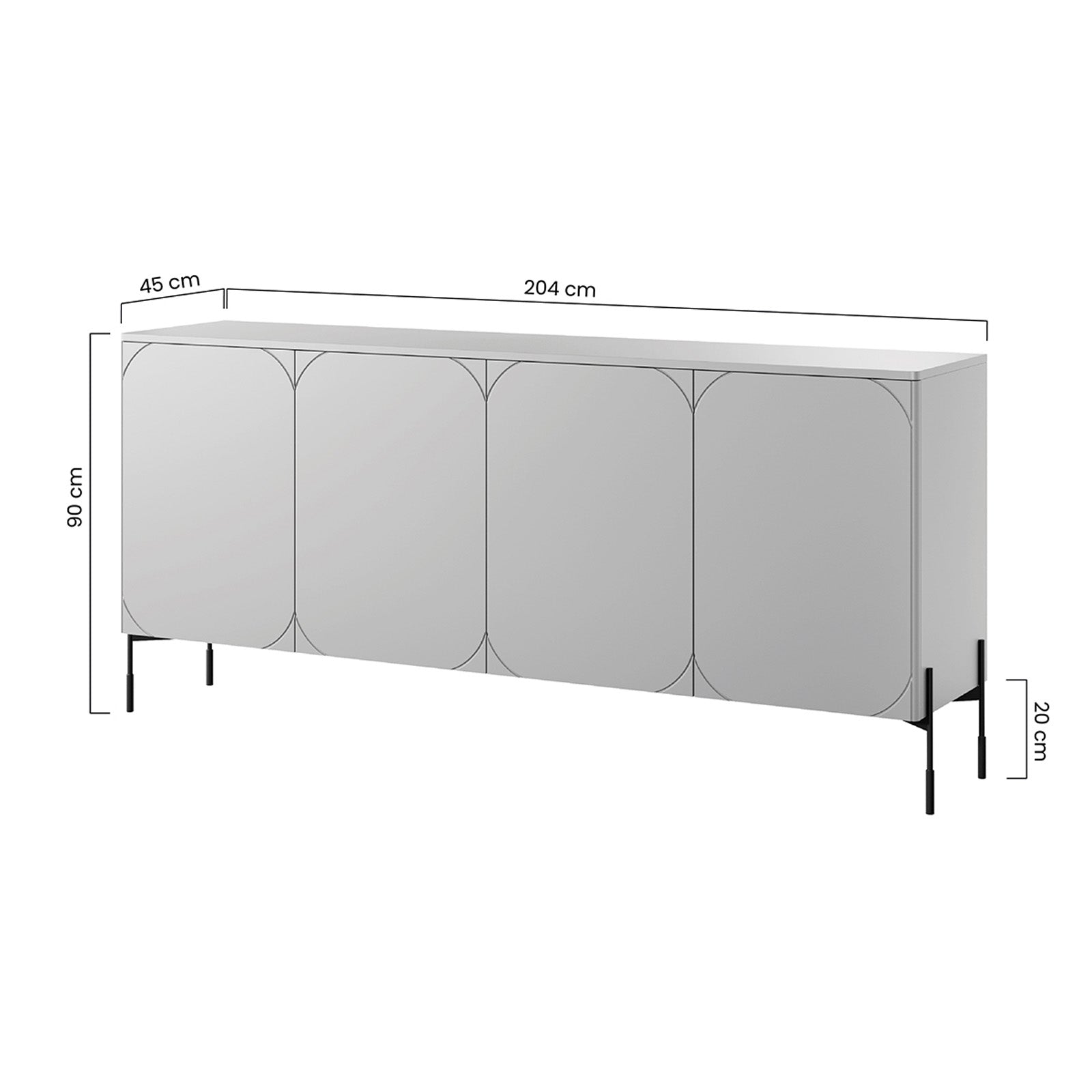 Komoda Sonatia 200cm, 4 vrata i 4 ladice, Materijal: MDF