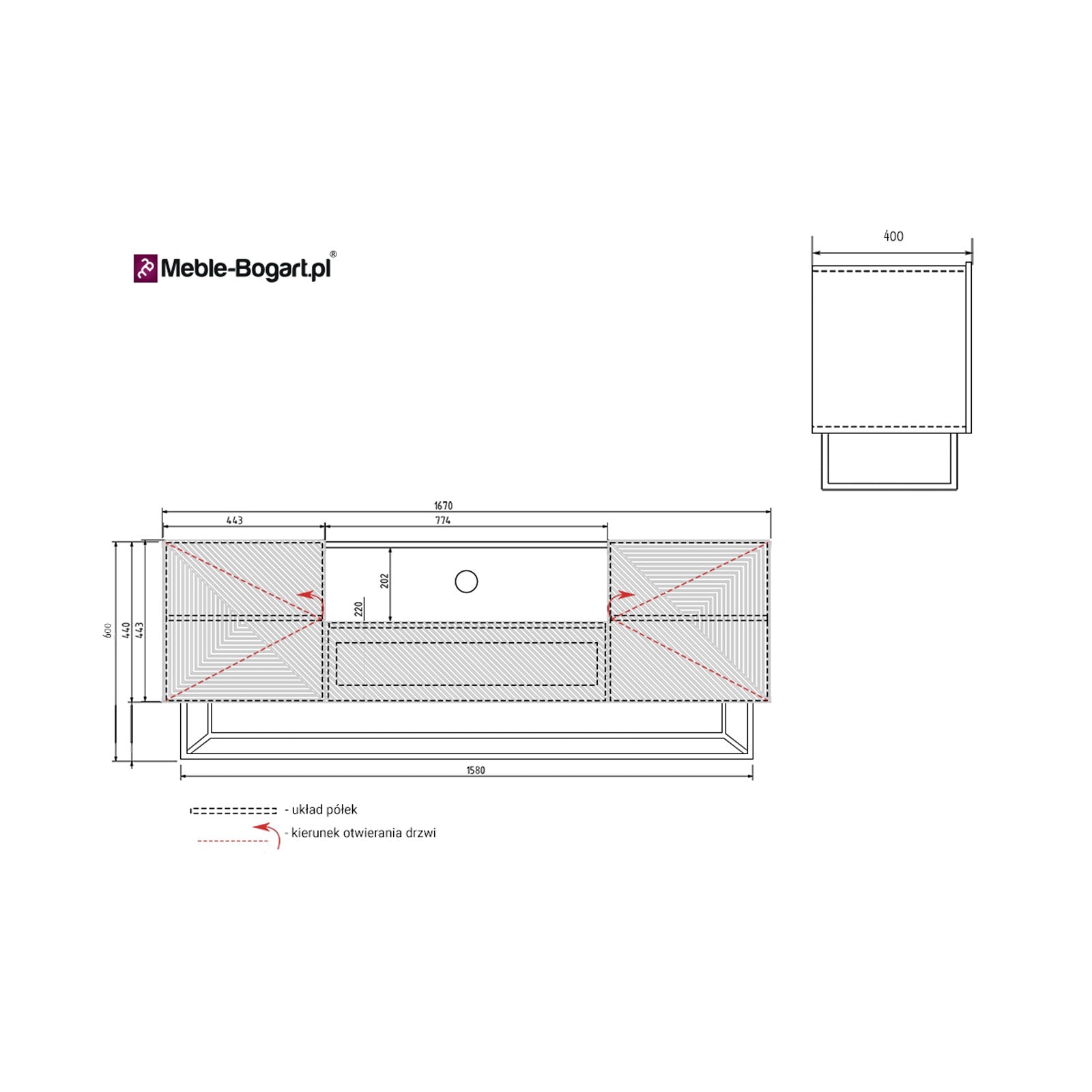Komoda Asha 167cm, Materijal: hrast