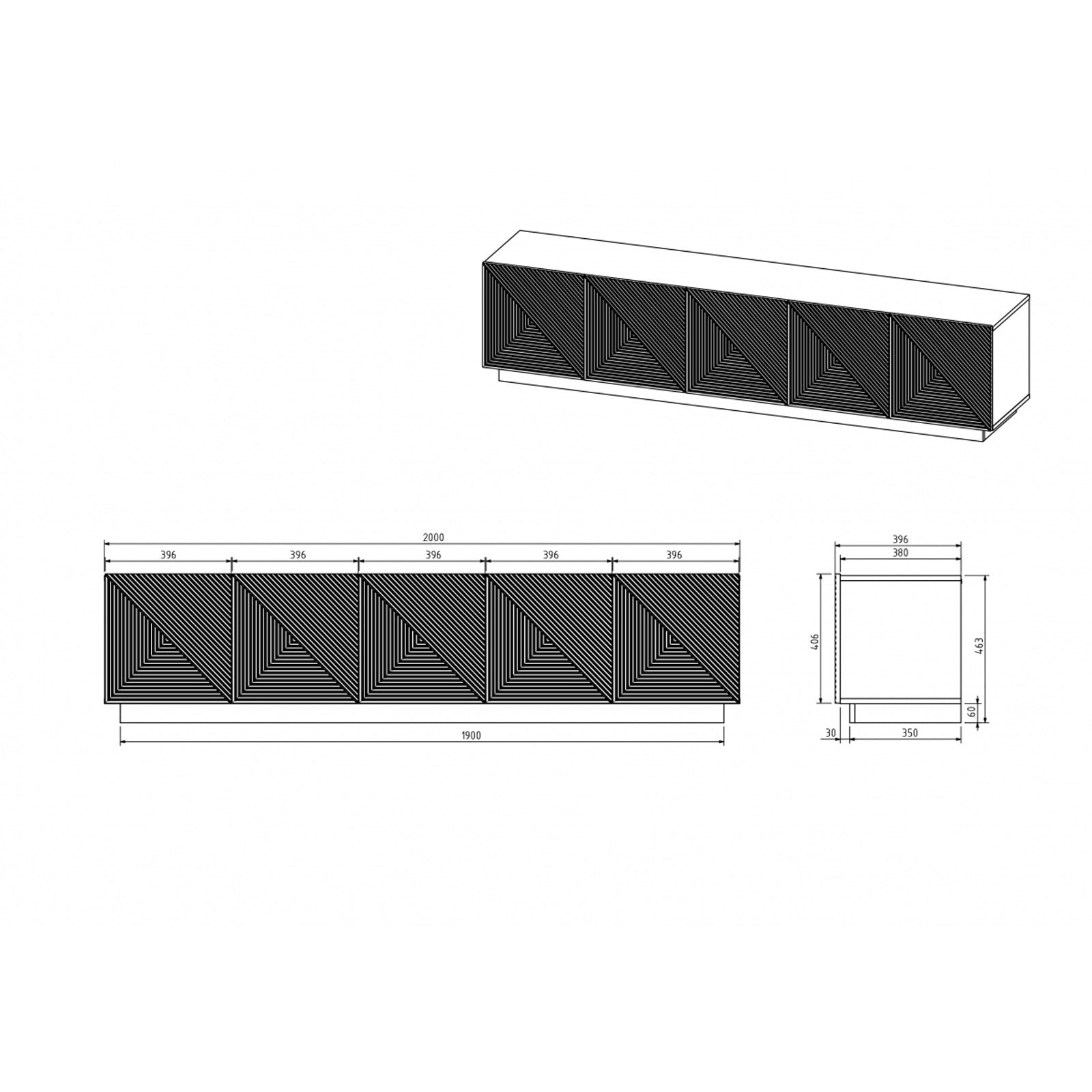 Komoda Asha 200cm, Materijal: hrast