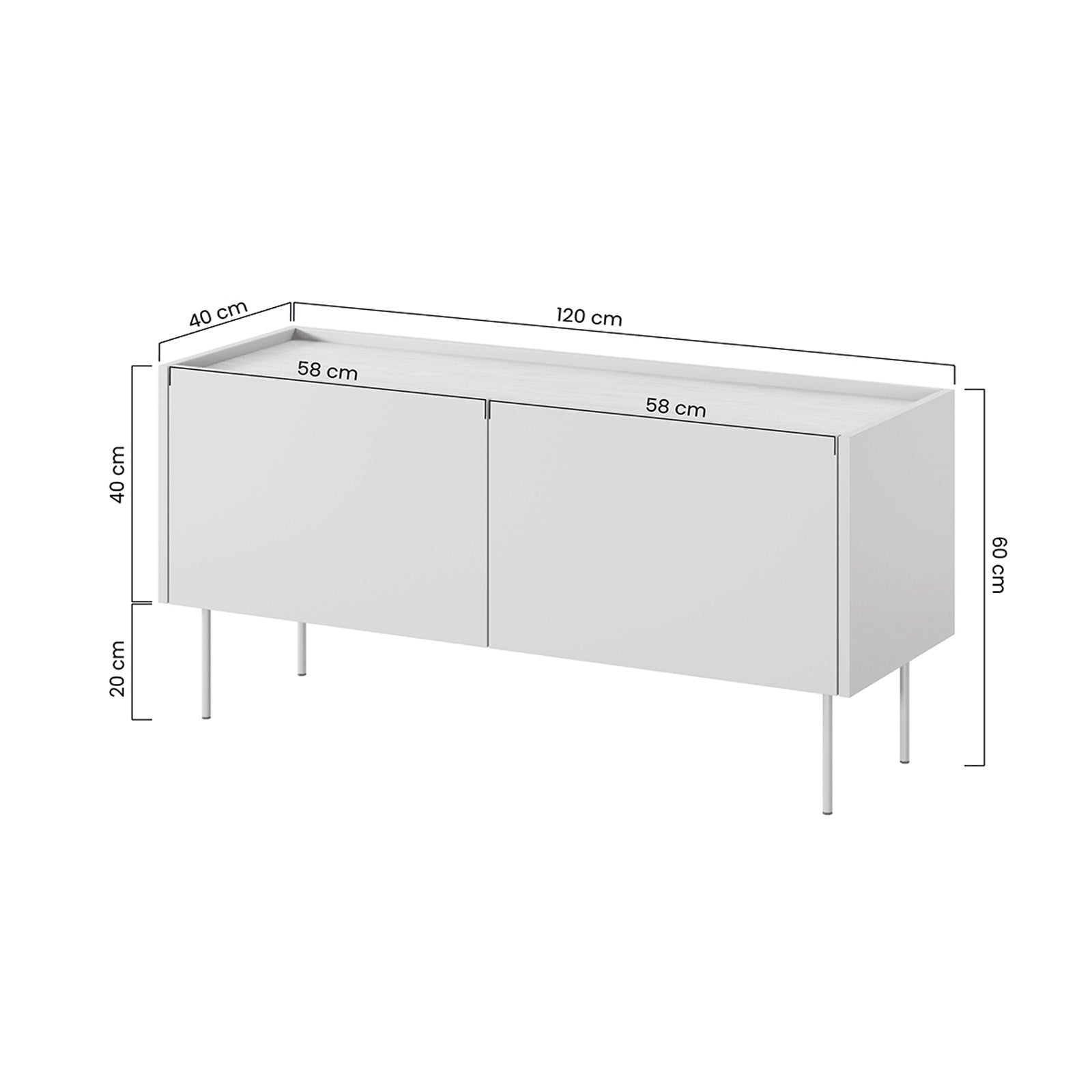 Komoda Desin 120cm, 2 vrata i 1 ladica, Materijal: MDF