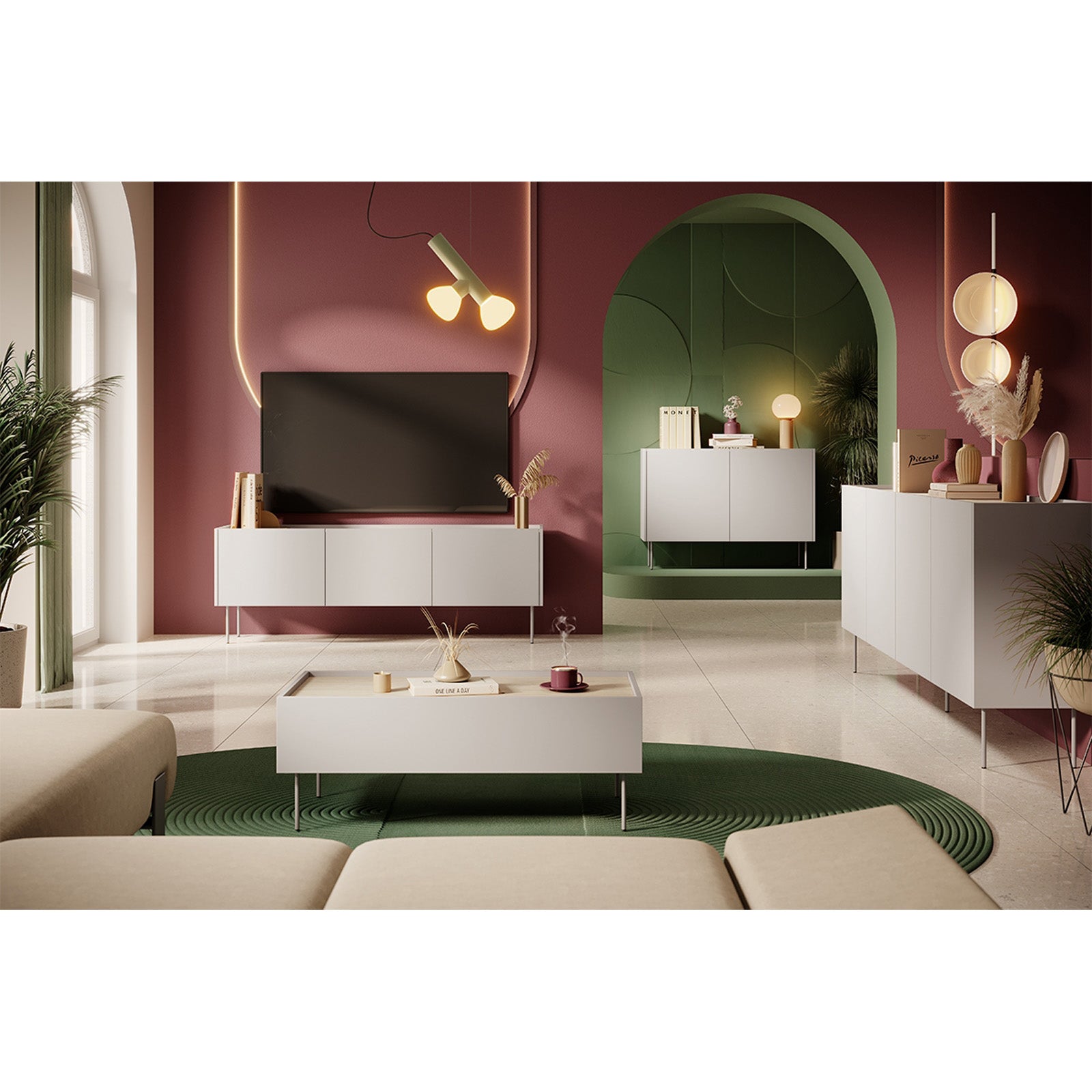 Komoda Desin 170cm, 3 vrata i 2 ladice, Materijal: MDF