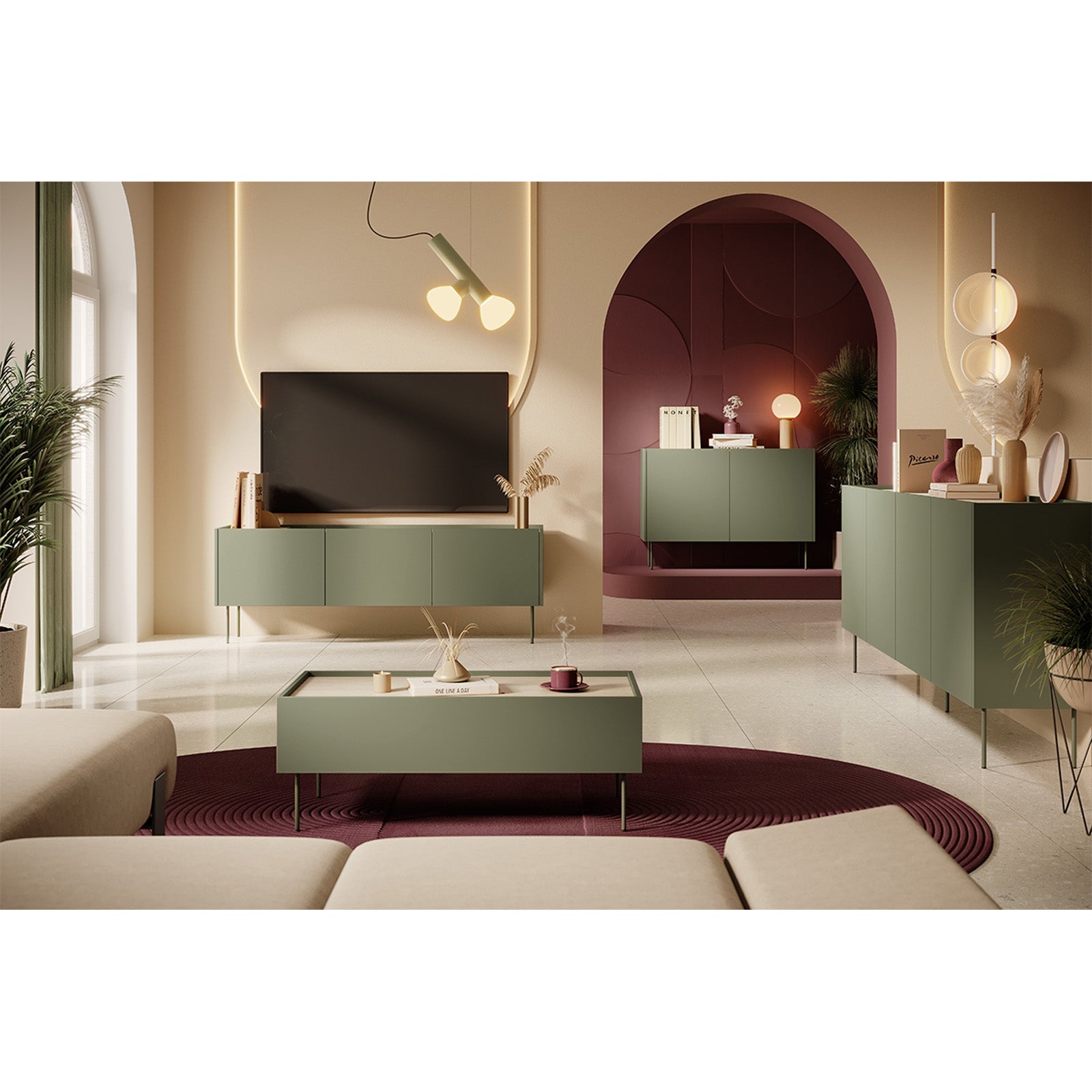 Komoda Desin 170cm, 3 vrata i 2 ladice, Materijal: MDF