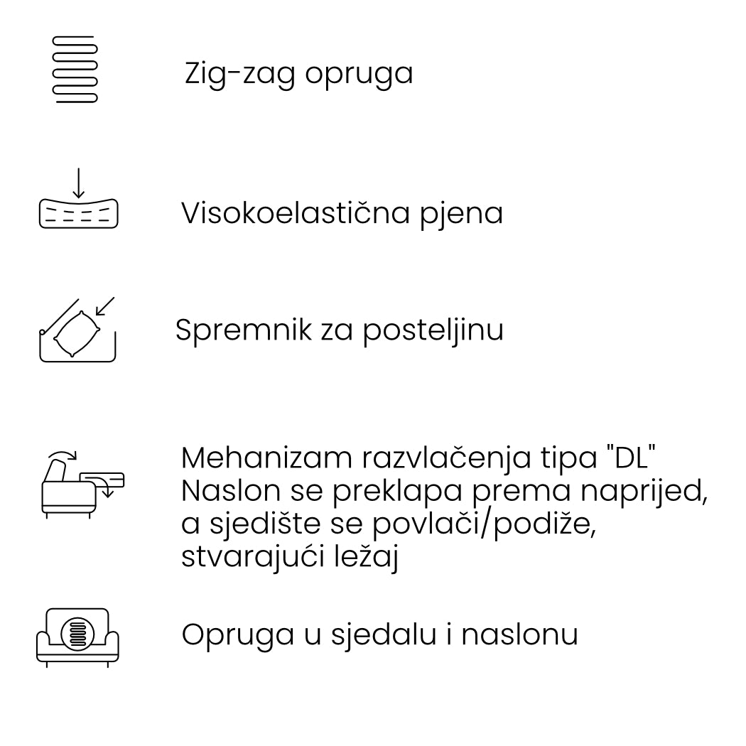 Sofa Umea 257x108cm, Materijal: Mogućnost izbora